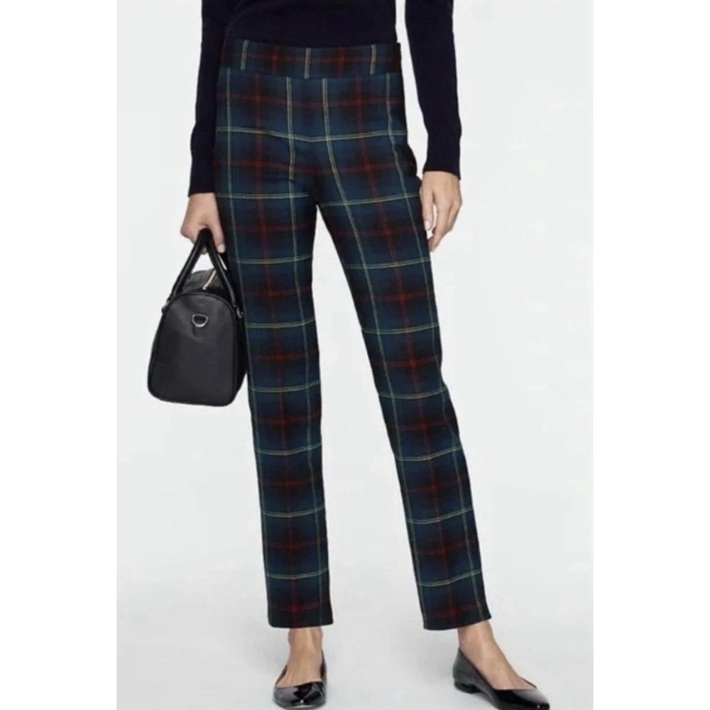 Talbots Woman Heritage Plaid Checkered Side Zip Wool Blend Ankle Pant size 18
